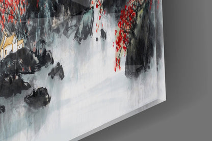 Japanese Drawing Glass Wall Art