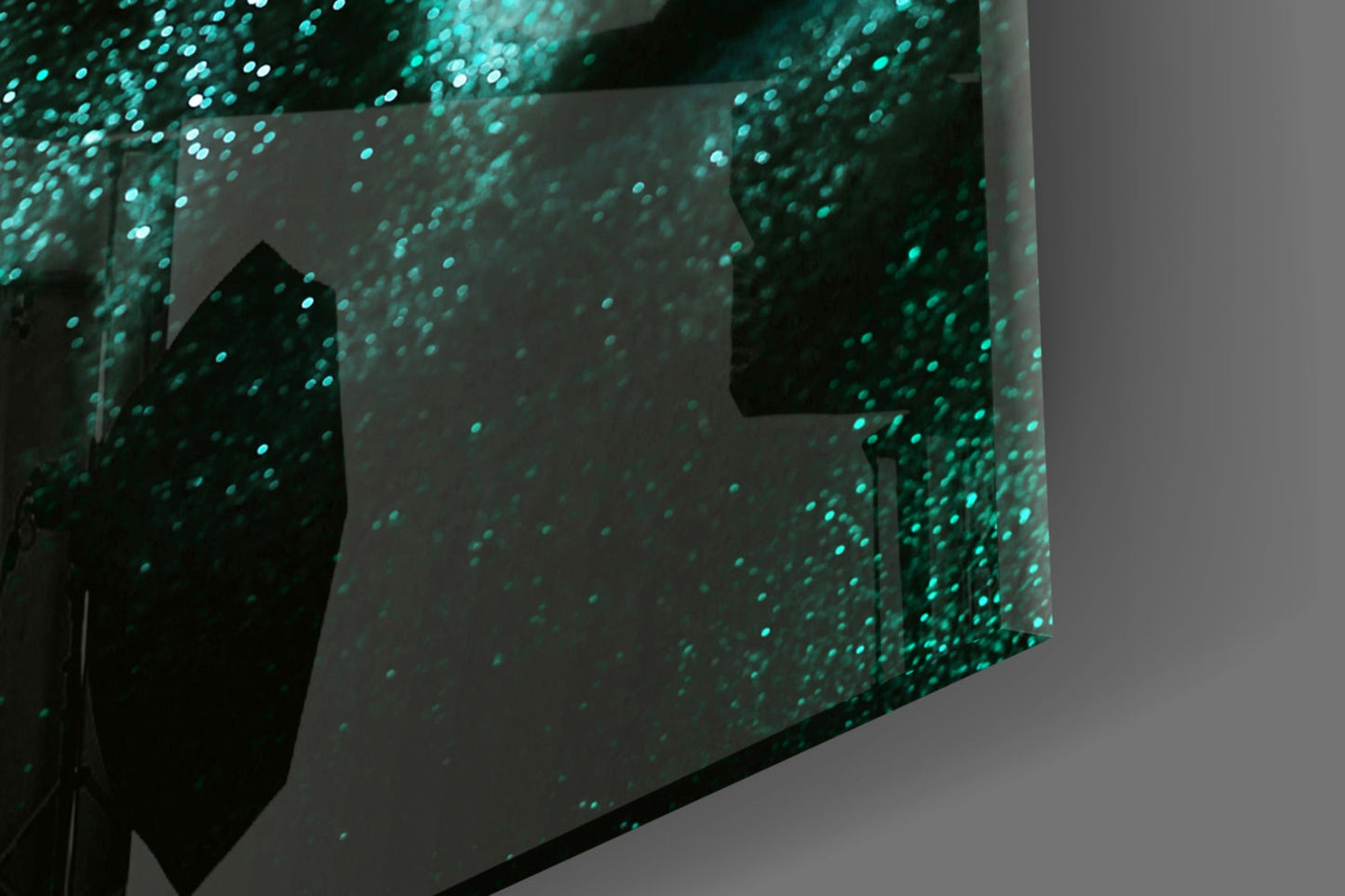 Turquoise Glitter Skin Woman Glass Wall Art