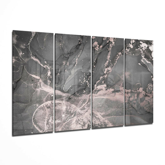 Gray Blush Pink Marble Glass Wall Art - Shaketea