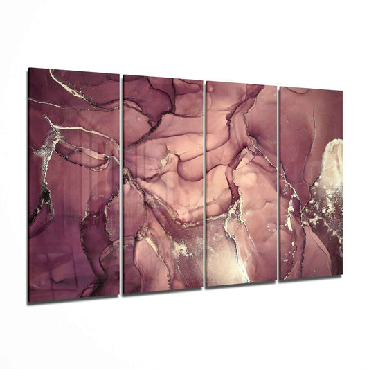 Rose Mauve Gold Vein Marble Glass Wall Art