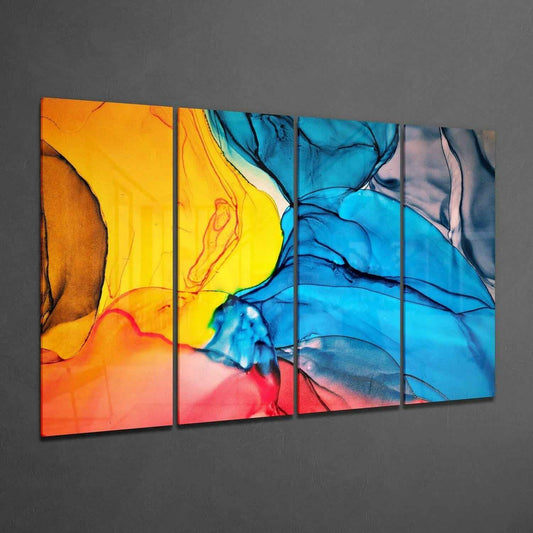 Dance of Colors 4 Pieces Mega Glass Wall Art (59"x36")