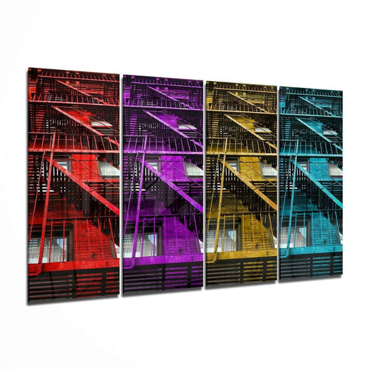 Stairs 4 Pieces Mega Glass Wall Art (59"x36")