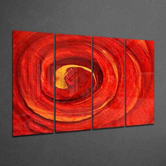 Red Vortex 4 Pieces Mega Glass Wall Art (59"x36")