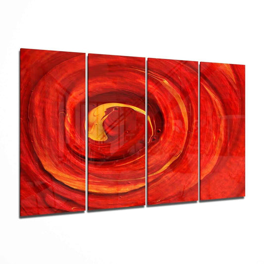 Red Vortex 4 Pieces Mega Glass Wall Art (59"x36")