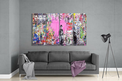 Comedian, Scientist and Stencil Art 4 Pieces Mega Glass Wall Art (59"x36")