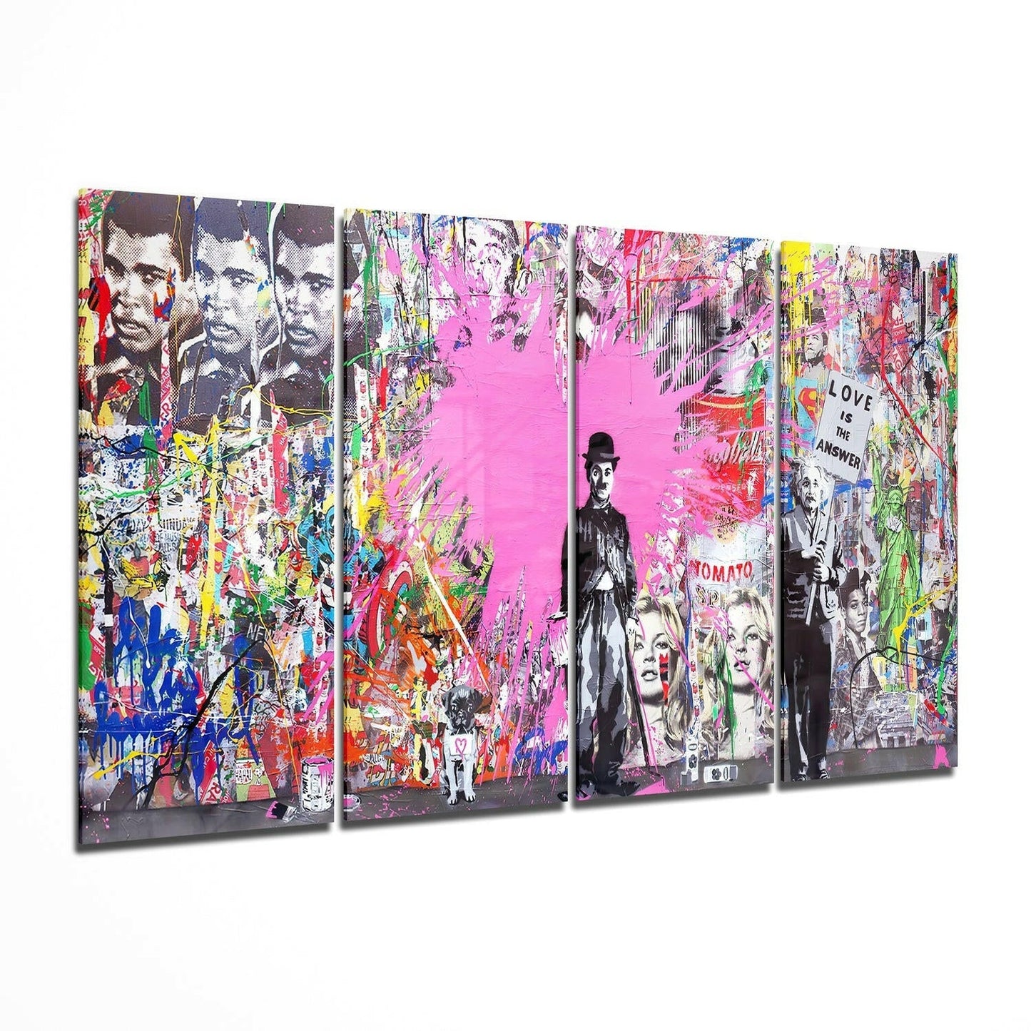 Comedian, Scientist and Stencil Art 4 Pieces Mega Glass Wall Art (59"x36")