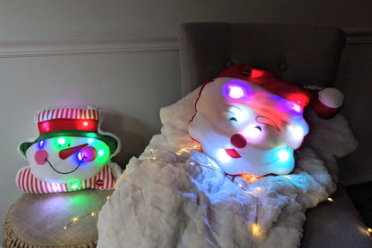 Tache Squishy Light Up Cute Christmas Cheery Santa Microbead LED Throw Pillow