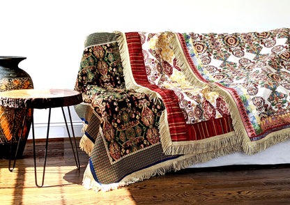 Tache Elegant Ivory Colorful Ornate Paisley Woven Tapestry Tablecloth (18193)
