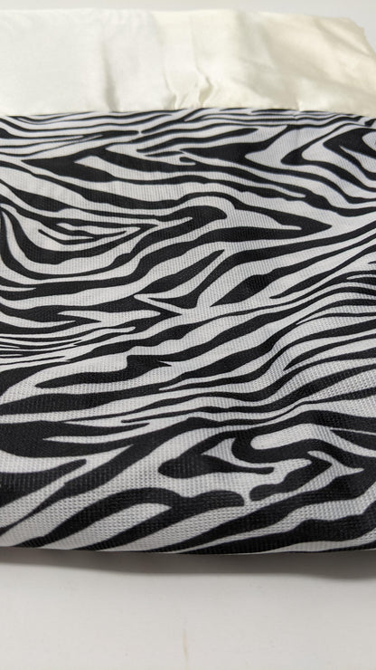 Tache Winter Moon Black Stripe Zebra Animal Print Gold Tailored Platform 14" Bed Skirt Dust Ruffle (BSK-4358L)