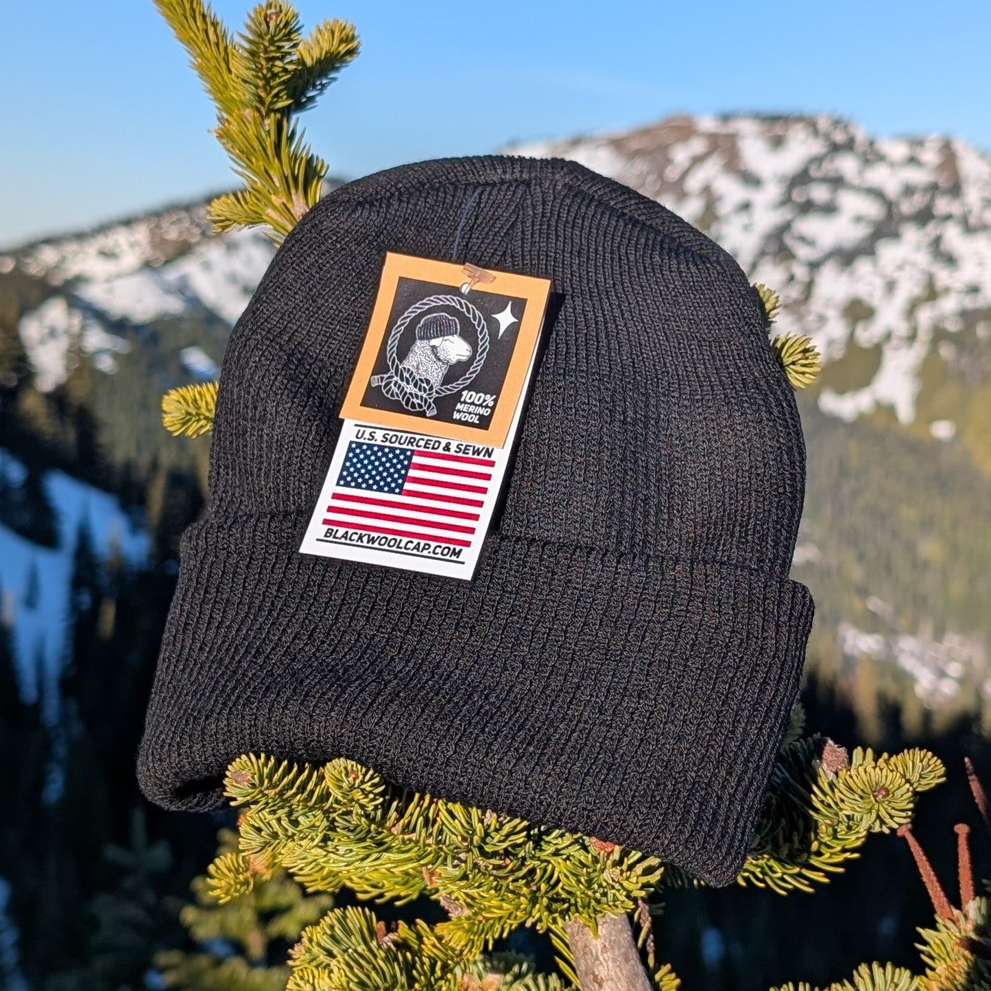 Merino Black Wool Cap