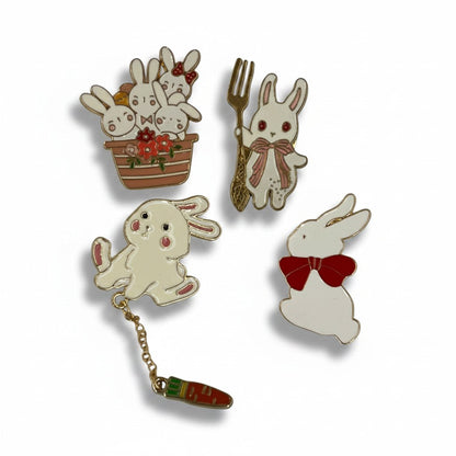 Kawaii Bunny Enamel Pin Set of 4 – Hard Enamel Lapel Pins