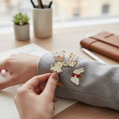 Kawaii Bunny Enamel Pin Set of 4 – Hard Enamel Lapel Pins