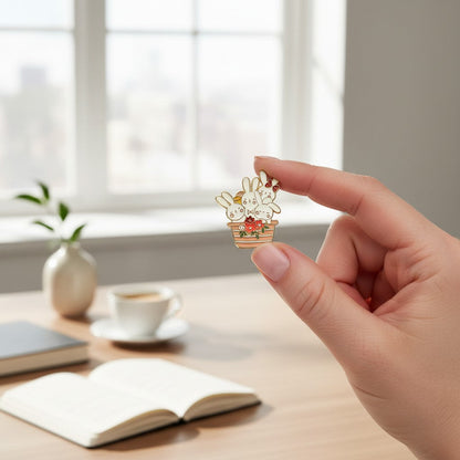 Kawaii Bunny Enamel Pin Set of 4 – Hard Enamel Lapel Pins