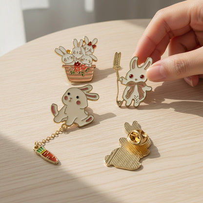 Kawaii Bunny Enamel Pin Set of 4 – Hard Enamel Lapel Pins