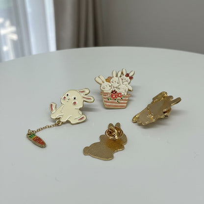 Kawaii Bunny Enamel Pin Set of 4 – Hard Enamel Lapel Pins