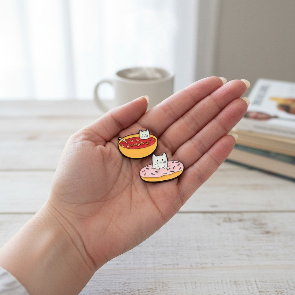 Kawaii Cat Enamel Pin Set – 5 Funny Hard Enamel Lapel Pins