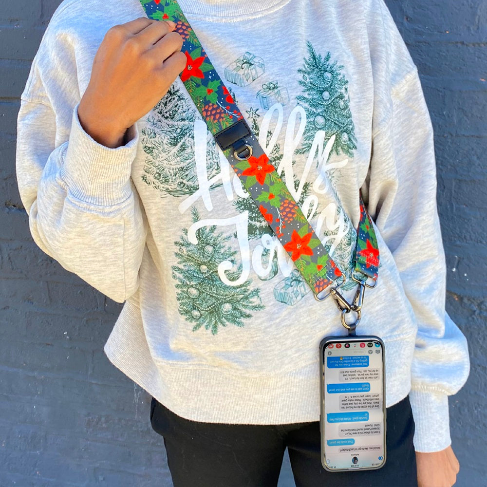 Christmas Collection Cell Phone Lanyard Holiday Fabric Adjustable Universal Fit