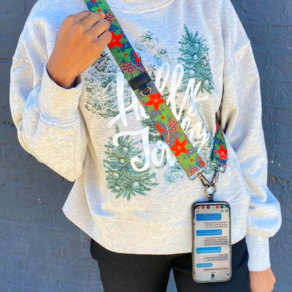 Christmas Collection Cell Phone Lanyard Holiday Fabric Adjustable Universal Fit