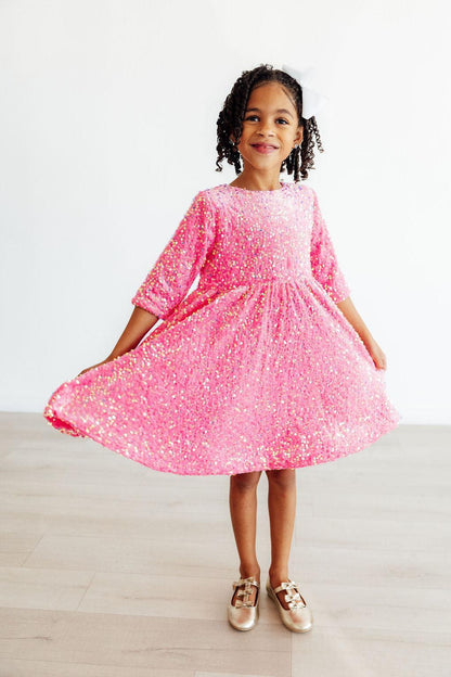 Pink Velvet Sequin Dress