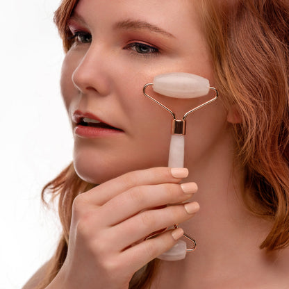 Rose Quartz Facial Roller for Puffiness – Dual-Ended Cooling Tool, Nothing to React To