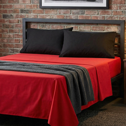 Tache 100% Cotton Vibrant Red & Black 4-Piece Sheet Set (BS4PC-BR)