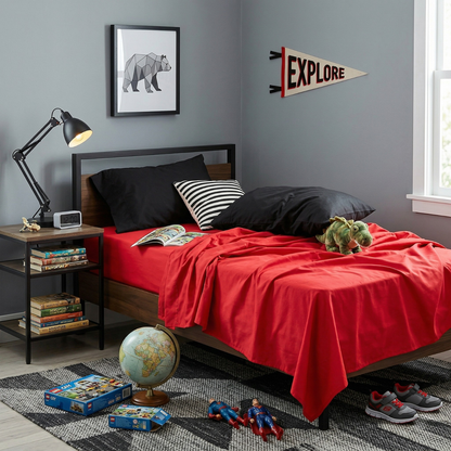 Tache 100% Cotton Vibrant Red & Black 4-Piece Sheet Set (BS4PC-BR)