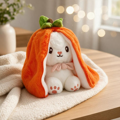 Reversible Strawberry Bunny Plush Toy Soft Polyester Stuffed Animal for Kids Hide and Seek Transforming Toy