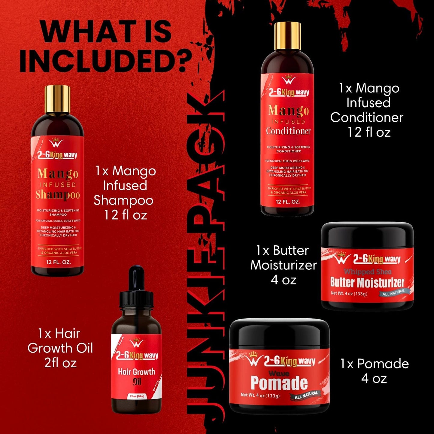 Natural Hair Care Essentials Bundle for Waves & Coarse Hair (Junkie Pack)