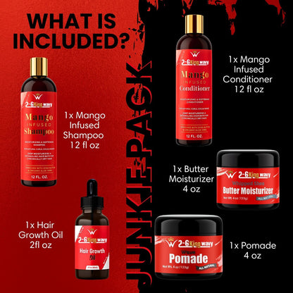 Natural Hair Care Essentials Bundle for Waves & Coarse Hair (Junkie Pack)