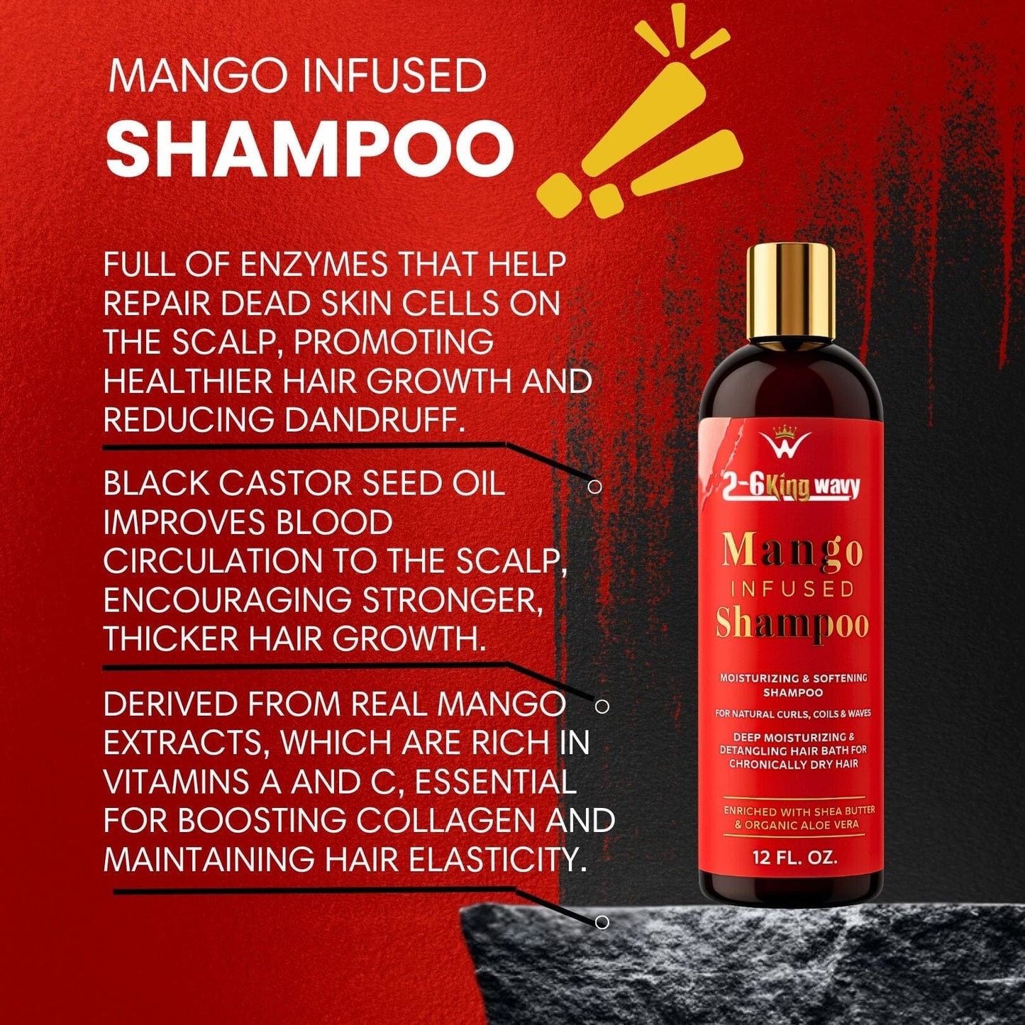 Mango Moisturizing Shampoo for Waves & Coarse Hair (Shampoo Bottle)