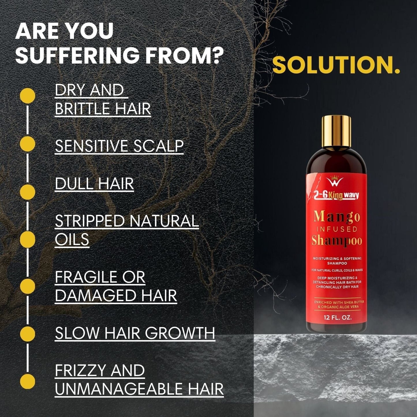Mango Moisturizing Shampoo for Waves & Coarse Hair (Shampoo Bottle)