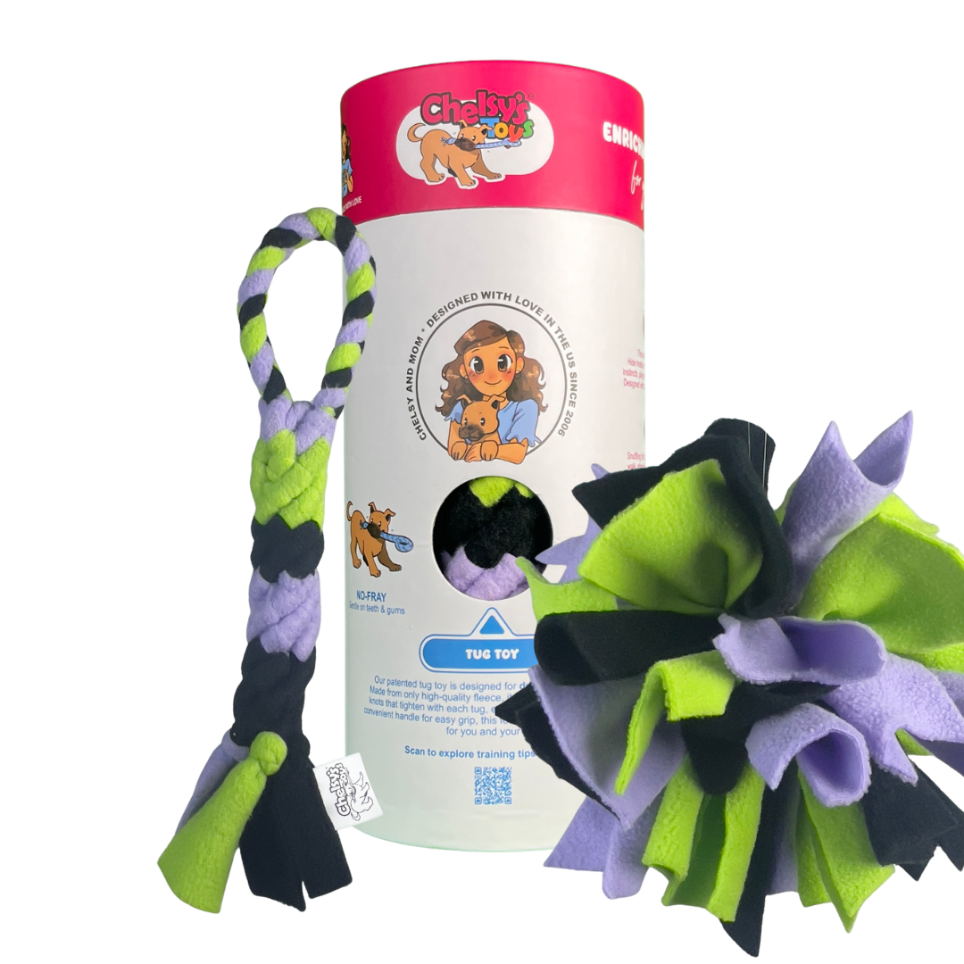 3-in-1 Bundle Enrichment Tube for Dogs - Tug Toy, Treat Dispenser & Snuffle Ball - Shaketea