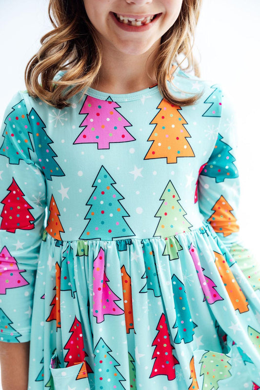 Oh Christmas Tree L/S Pocket Twirl Dress - Shaketea