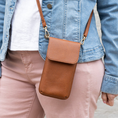 Swing Along Touch Screen Purse Vegan Leather Compact Adjustable Strap
