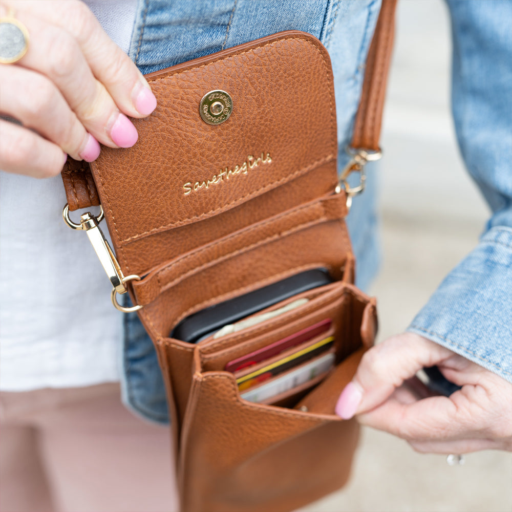 Swing Along Touch Screen Purse Vegan Leather Compact Adjustable Strap