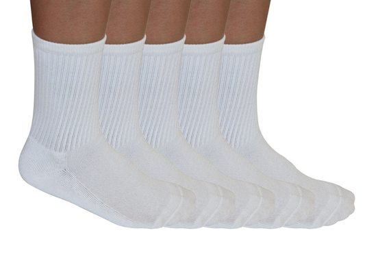 3/4 Crew Athletic Bamboo Viscose Socks Unisex White Color - 5-pack - Shaketea