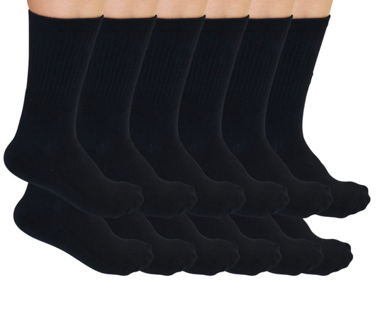 3/4 Crew Black Bamboo Viscose Socks Unisex - 12-pack - Shaketea