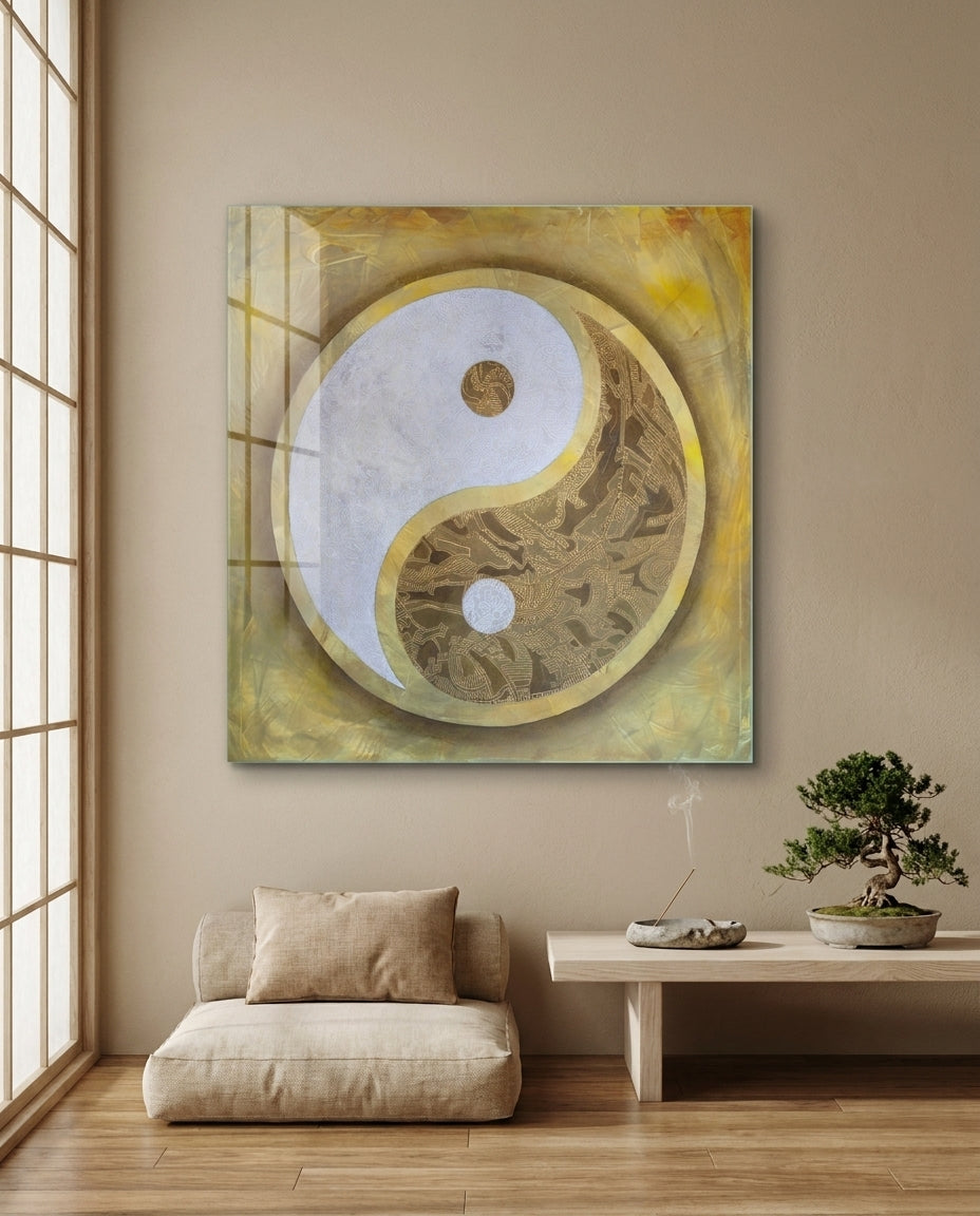 Ying Yang Glass Wall Art  || Designer Collection