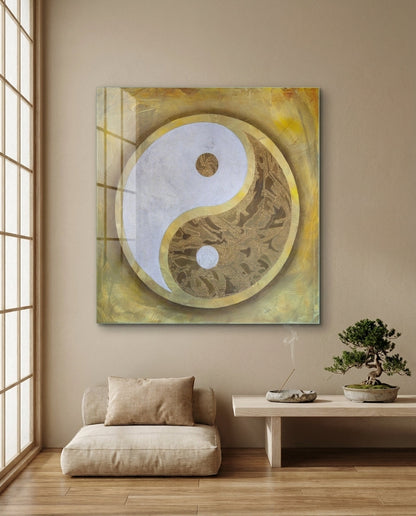 Ying Yang Glass Wall Art  || Designer Collection