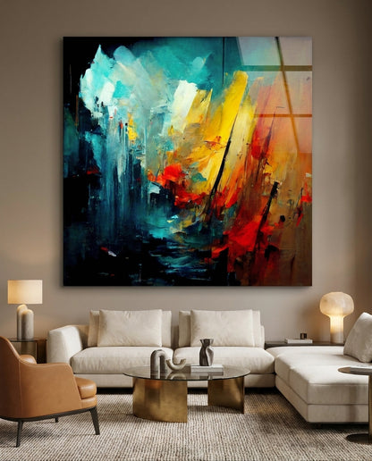 Collapsed City Silhouette Glass Wall Art  || Designers Collection