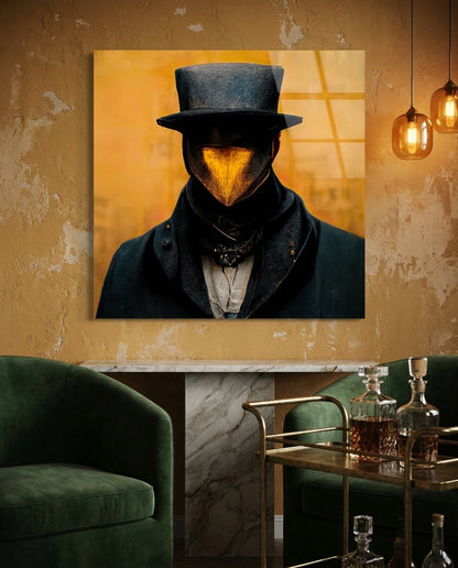 The Beak Behind the Masks Glass Wall Art  || Designer Collection