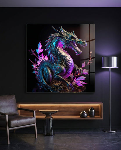 Dragon's Anger Glass Wall Art  || Designers Collection