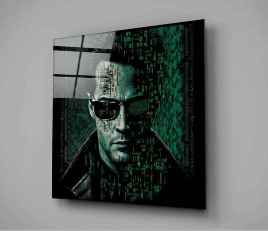 Green Digital Rain Code Glass Wall Art  || Designer Collection