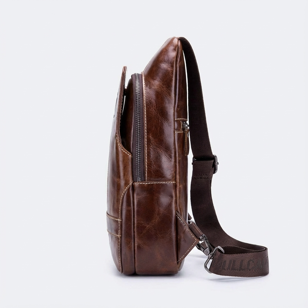 Men's Genuine Leather Sling Bag – Structured Office Carry - Shaketea