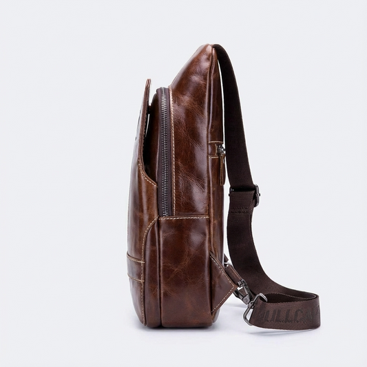 Men's Genuine Leather Sling Bag – Structured Office Carry - Shaketea