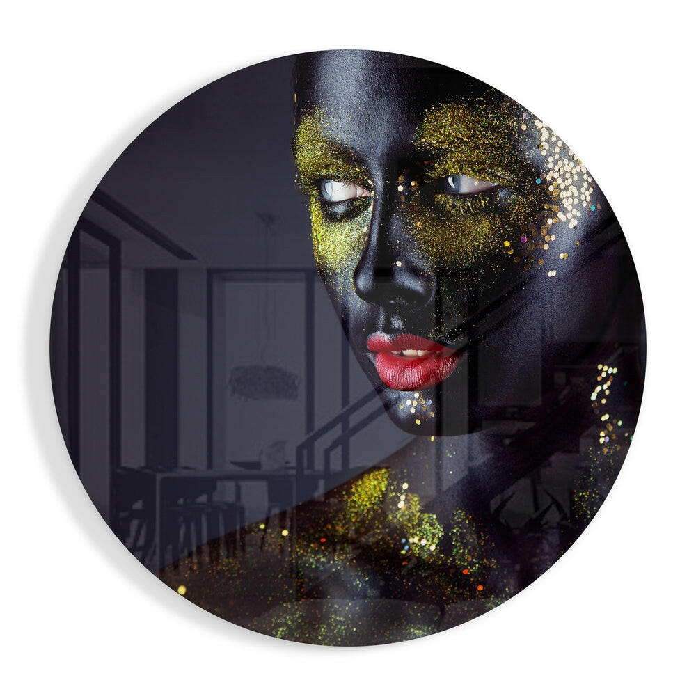 Gold Dust Red Lips Glass Wall Art