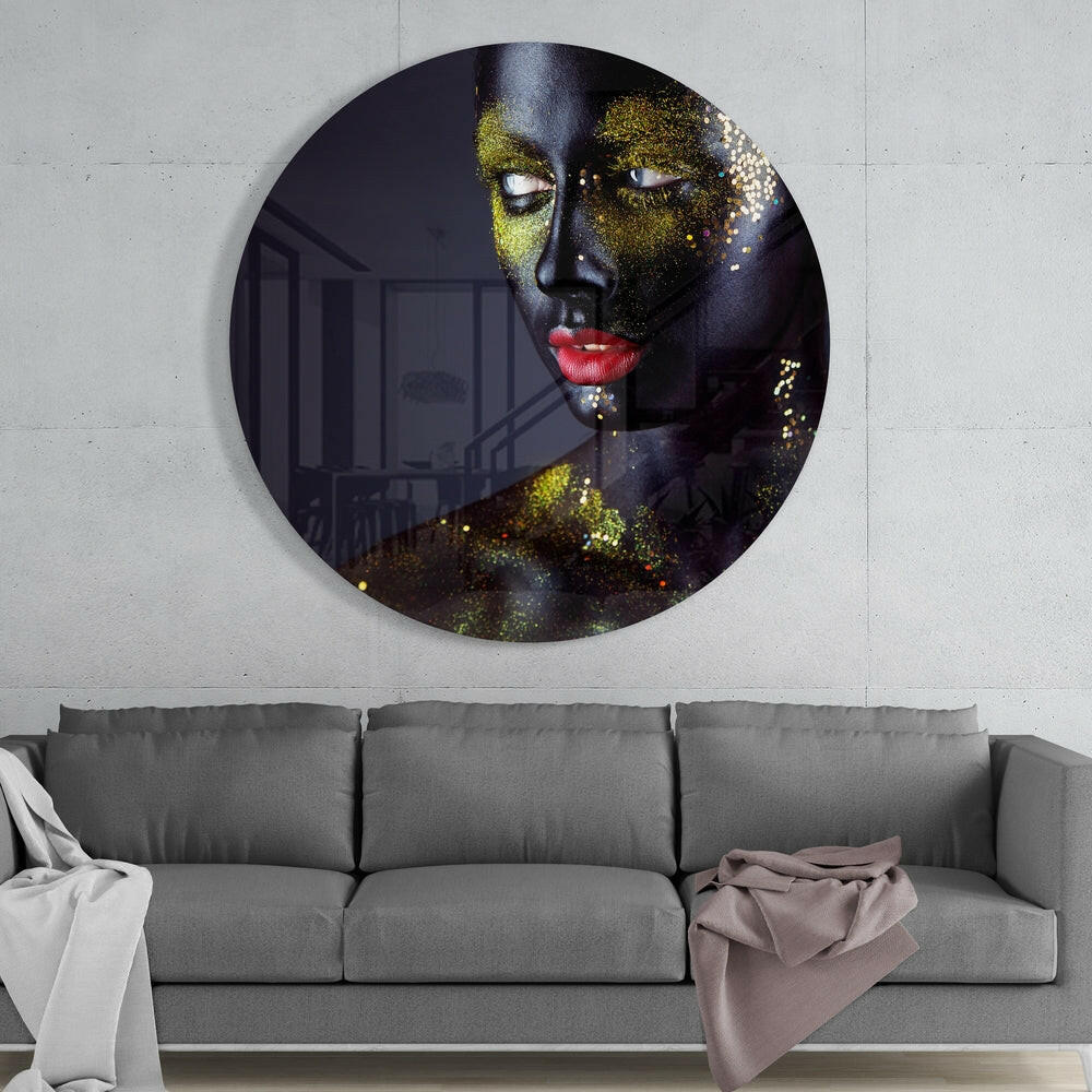 Gold Dust Red Lips Glass Wall Art