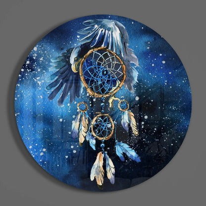 Eagle Dreamcatcher Blue Cosmos Glass Wall Art