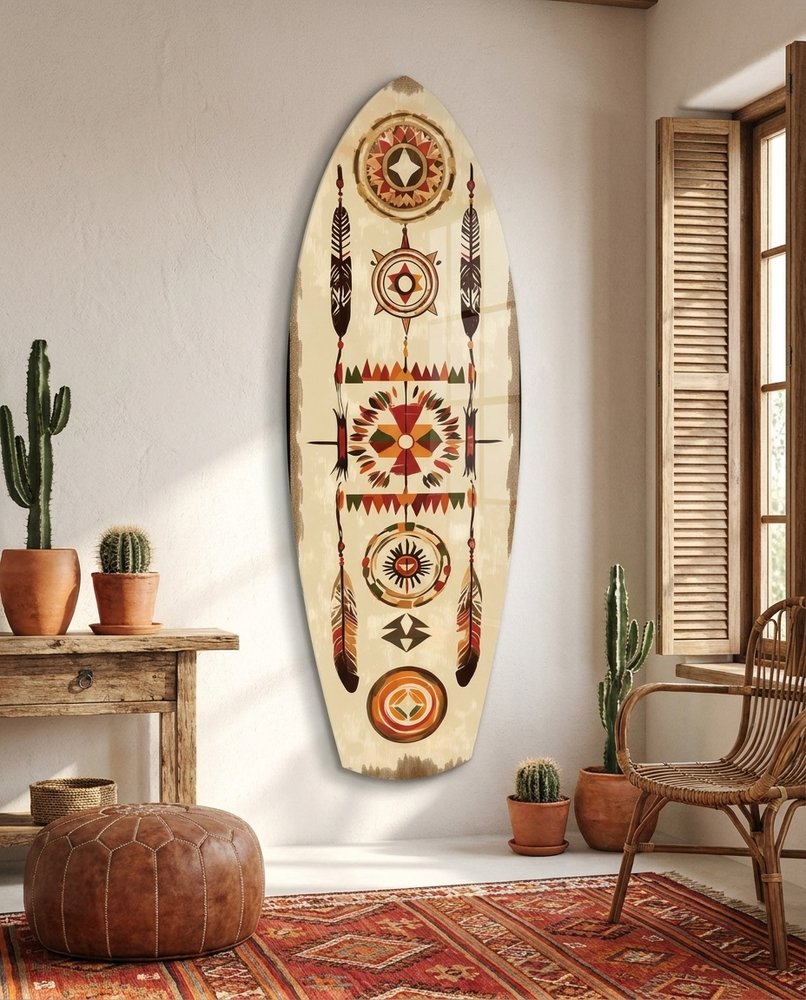 Aztech Patterns Glass Wall Art