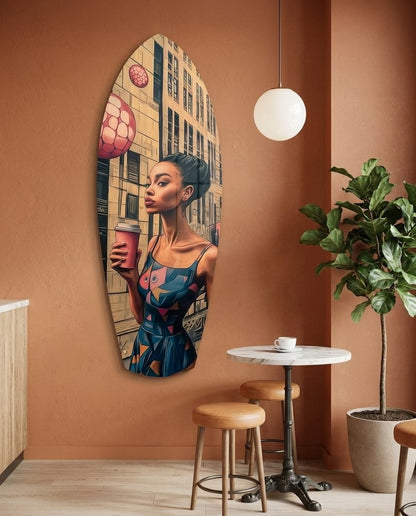 Modern City Life Glass Wall Art